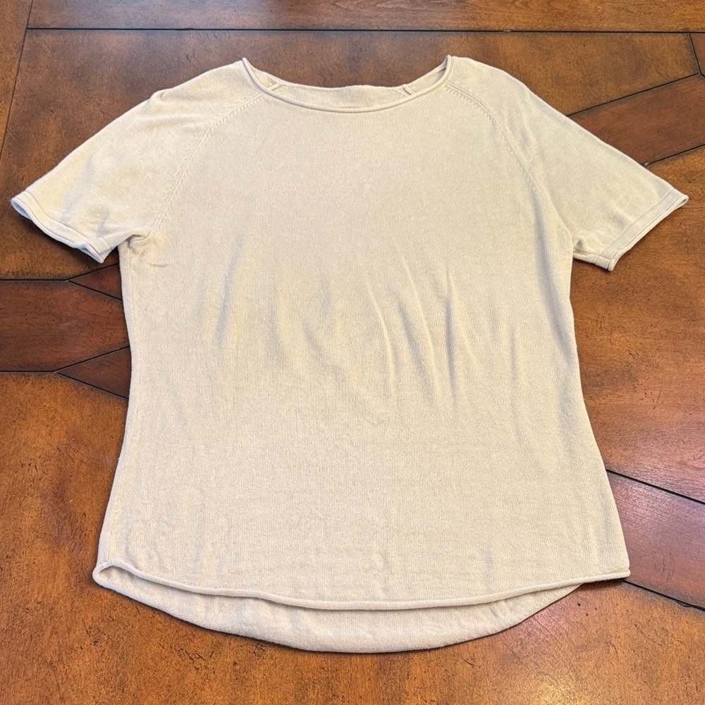 Men's Crewneck Short-Sleeve Sweater in Light Beige